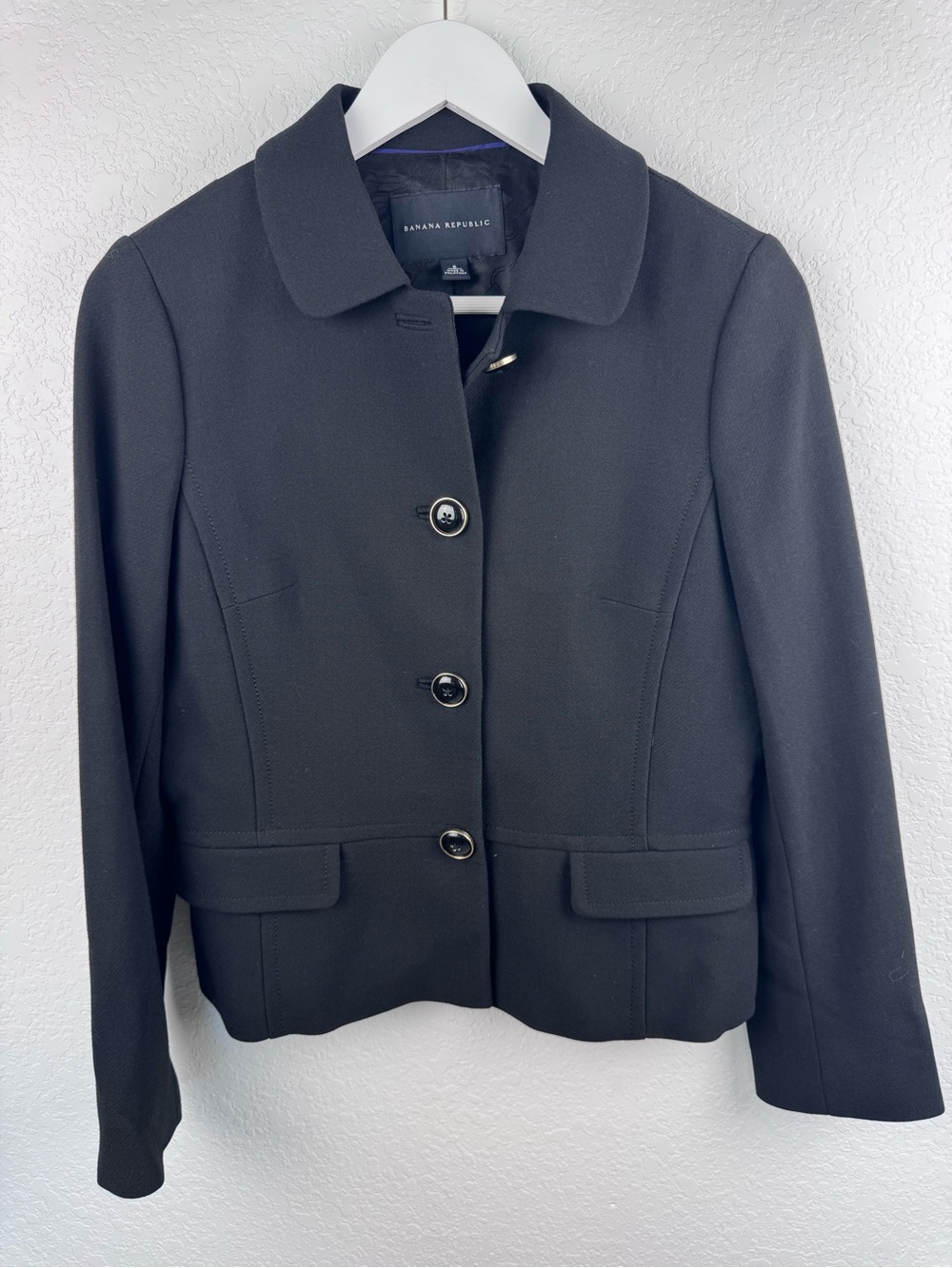 Banana Republic Wool Blend Black Classic Button-Front Women's Jacket